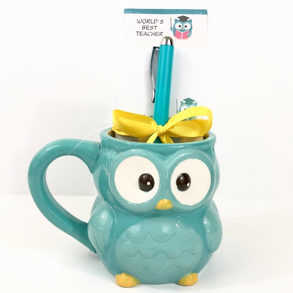 World's Best Teacher Owl Mug Stationary Set